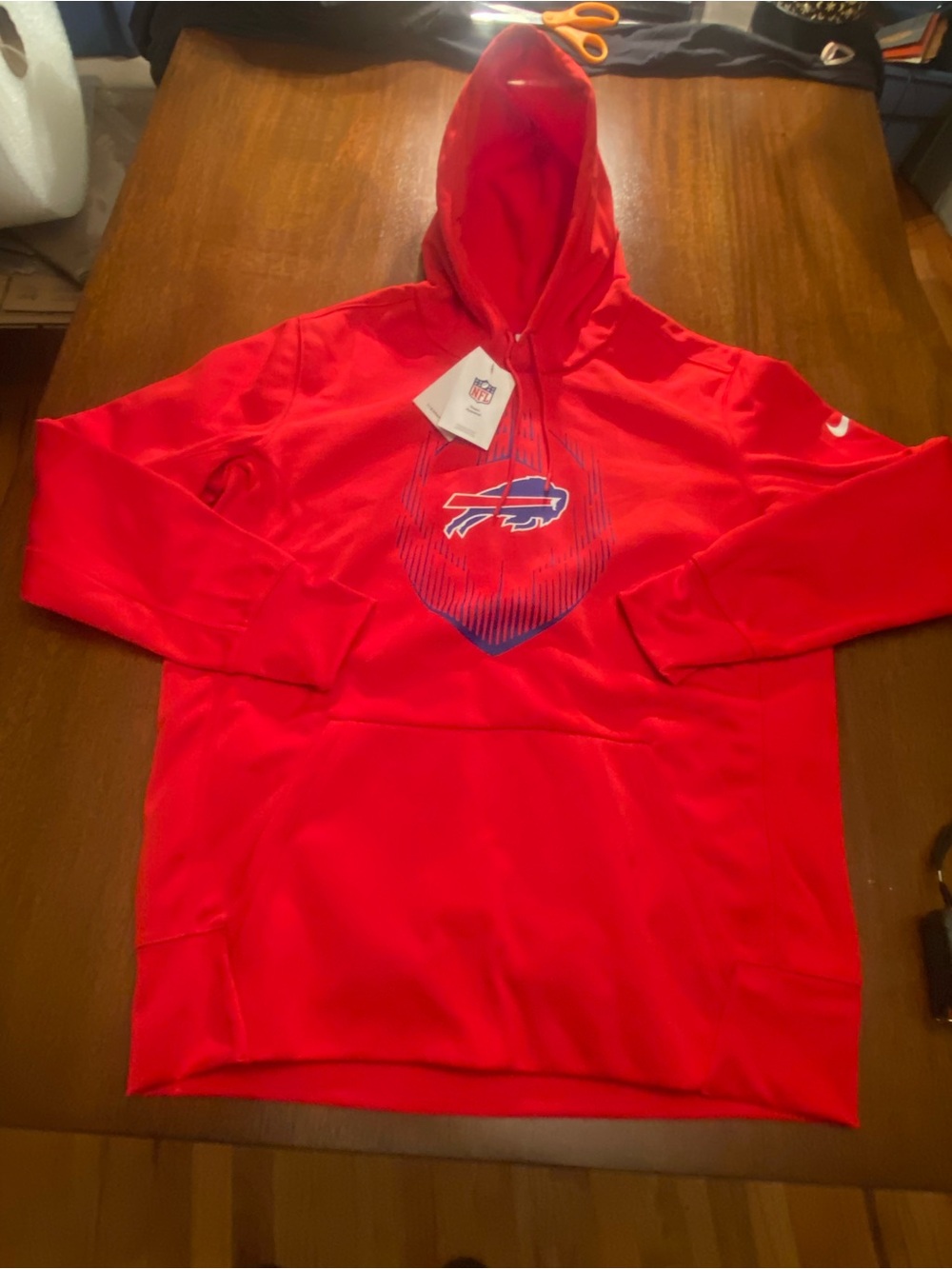Nike NFL Buffalo Bills Therma Fit Hoodie Sweatshirt Mens Large Red Pullover NWT